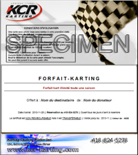 Chèque-cadeau - Certificat cadeau et forfait karting - Québec